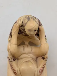 Antik JAPANESE HAND CARVED EROTIC NETSUKE FIGURES EDO / MEIJI PERIODE