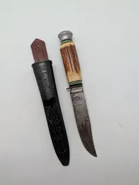 Vintage Mora Sweden Fixed Blade Knife with Stag Handle and Sheath