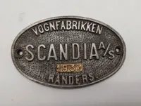 Vognfabrikken Scandia A/S Randers, Fabriksskilt fra 1934 DSB