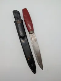 Vintage Morakniv Classic Swedish Fixed Blade Knife with Black Plastic Sheath
