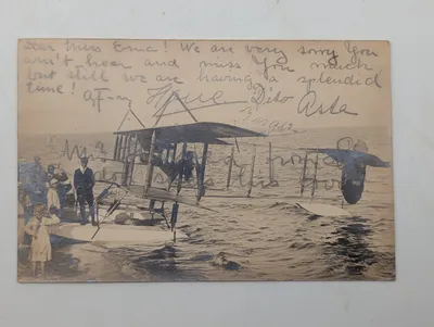 Early 20th Century Real Photo Postcard of a Curtiss Model E Seaplane