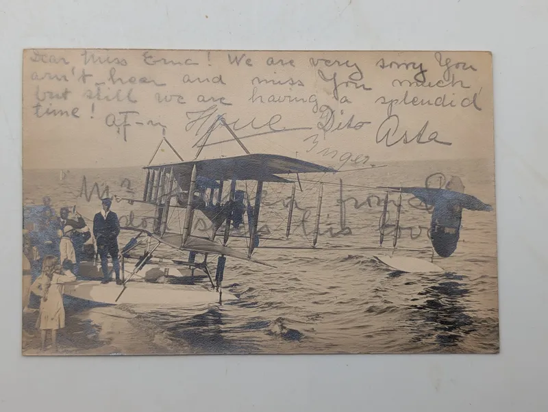 Early 20th Century Real Photo Postcard of a Curtiss Model E Seaplane
