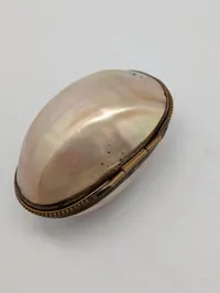 Antik fransk Palais Royal sy-etui i perlemor med forgyldte redskaber