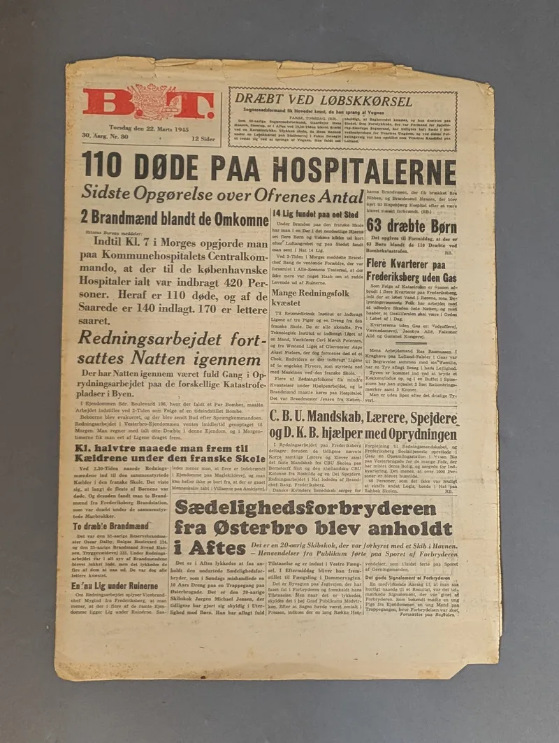 B.T. Avis fra 22. marts 1945 om Shellhus-bombardementet