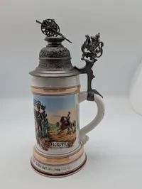 German Imperial Regimental Artillery Beer Stein with Cannon Finial