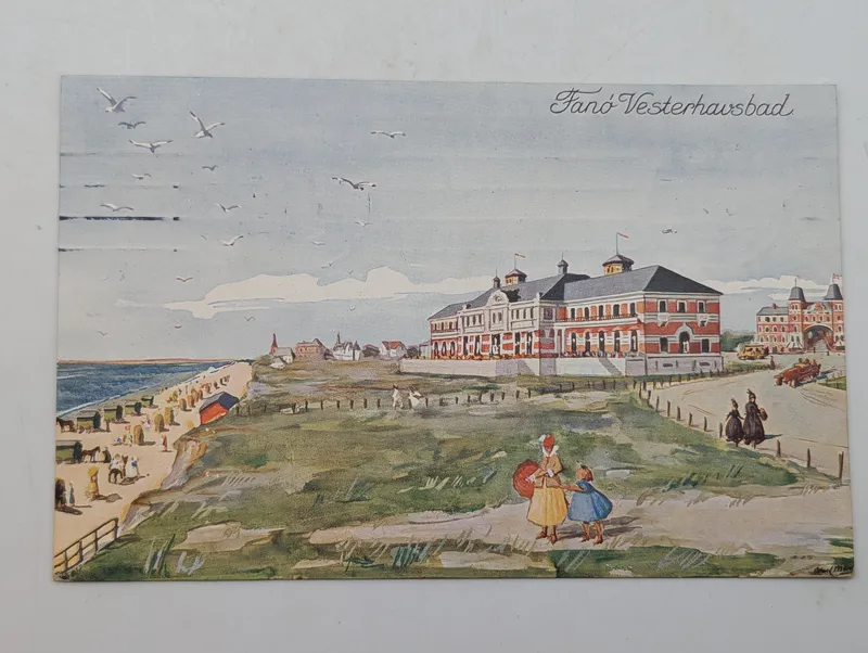 Vintage Fanø Vesterhavsbad Lithographic Postcard