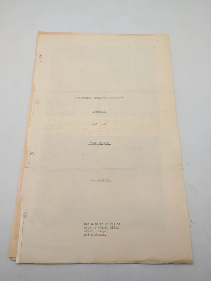 Studenternes Efterretningstjeneste Særnummer "Tysk Terror" 3/10 1943