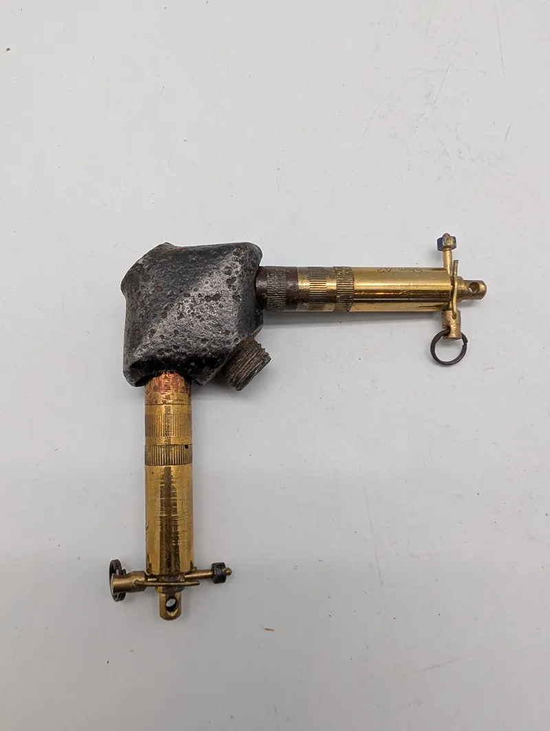 Vintage Brass and Iron L-Shaped Mechanical Fuse or Detonator Component German WW2