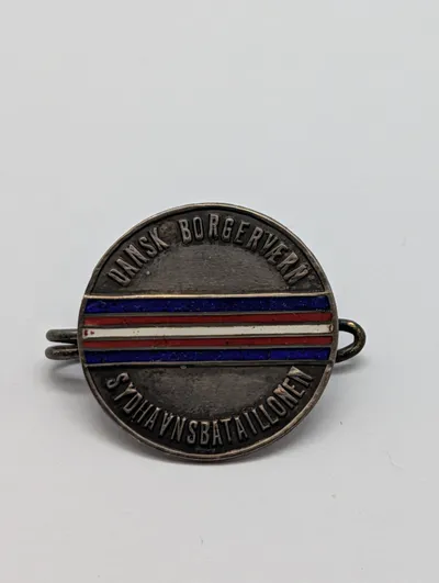 Dansk Borgervern Sydhavnsbataillonen Sterling Silver Enamel Pin