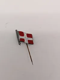 Hand-Painted Miniature Danish Flag Model on Pole WW2