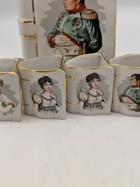 Limoges Porcelæn Napoleon Bog-Karaffel Sæt med Seks Glas