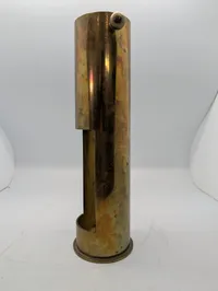Vintage Brass Trench Art Shell Casing Liquor Decanter Holder with Padlock