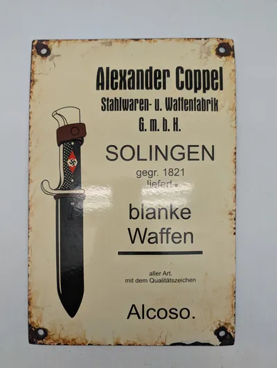 Alexander Coppel Alcoso emaljeskilt med Hitlerjugend kniv