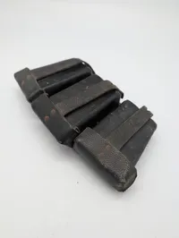 WWII German K98 Mauser Triple Ammunition Pouch, Black Pebbled Leather