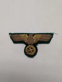 Tysk WWII Gennerals ørn i Guld Broderi på Mørkegrøn Uld