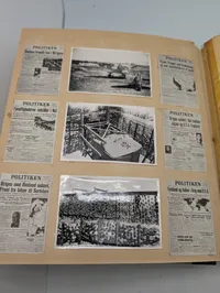 Dansk scrapbog med avisudklip fra Politiken og fotos fra 2. verdenskrig