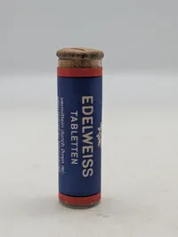 Vintage Edelweiss Tabletten Glasrør med Korkprop WW2 