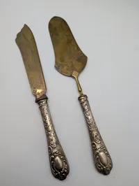 Antique Silver-Handled Cake and Pie Server Set in Presentation Case 800 sølv 