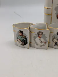 Limoges Porcelæn Napoleon Bog-Karaffel Sæt med Seks Glas