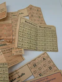 Samling af danske rationeringskort fra 1940'erne og 1950'erne