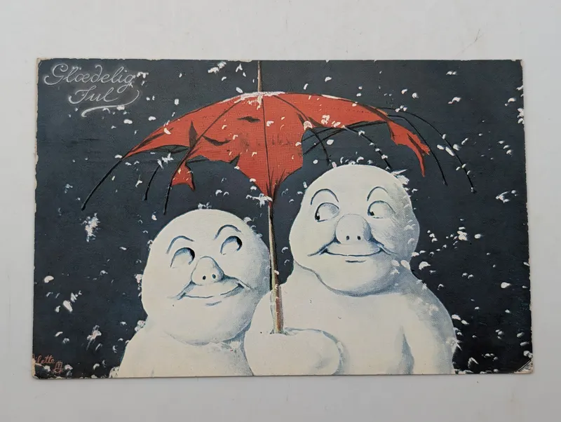 Vintage Danish Christmas Postcard by Raphael Tuck & Sons Oilette Series