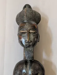 Hand-Carved African Baule Male Ancestor Figure in Dark Hardwood