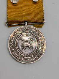Danish Fire  Silver 25 Years Long Service Medal with Yellow Ribbon
