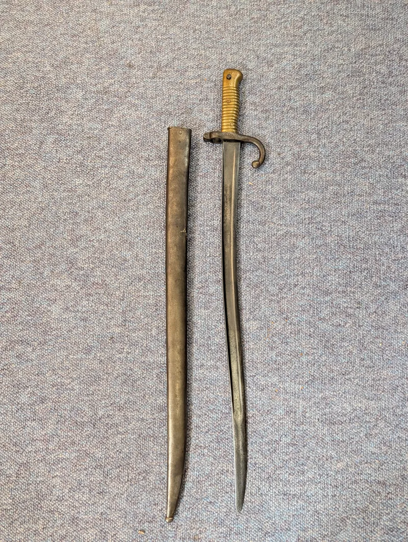 French Model 1866 Chassepot Yataghan Sword Bayonet with Scabbard