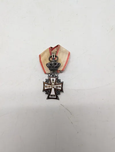 Dansk Dannebrogsmandskors i sølv med emalje og bånd, MINITURE 