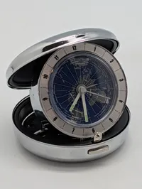 National Geographic Silver-Tone World Time Travel Alarm Clock