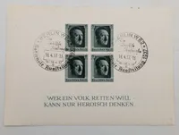 Tysk souvenirark fra 1937 med Adolf Hitler frimærker