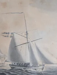 W. L. Møller, Søkadettegning, 1798, Maritimt motiv med sejlskibe