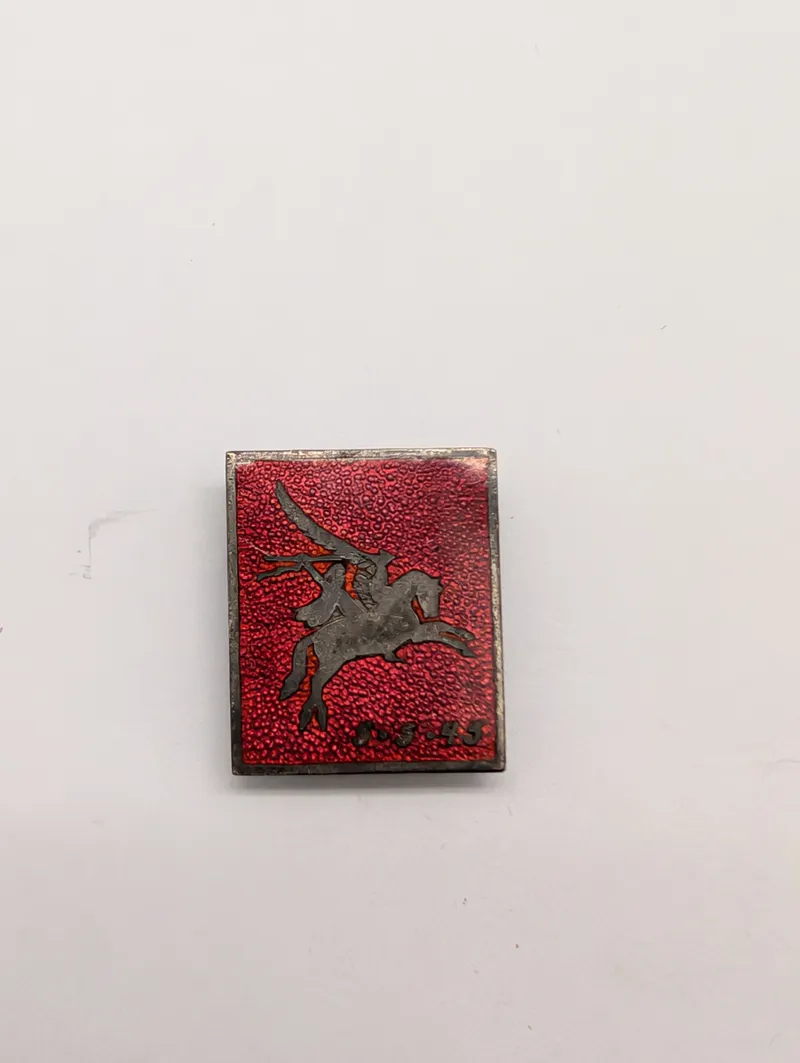 Danish WWII Resistance Bellerophon Enamel Silver Lapel Pin