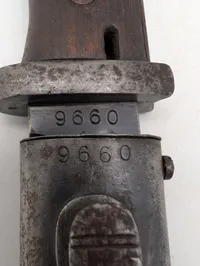 Tysk Mauser K98 Bajonet med tilhørende metalskede nummerens 