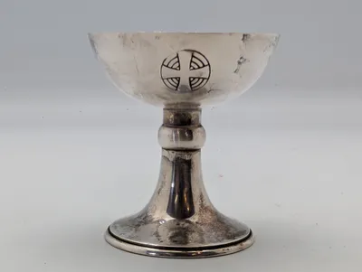 Silver-Plated Liturgical Chalice with Engraved Celtic Cross