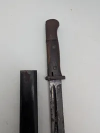 Tysk Mauser K98 Bajonet med tilhørende metalskede uden nummer 