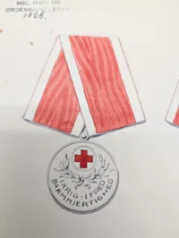 A. Michelsen, original tegning til Dansk Røde Kors medalje, 1928