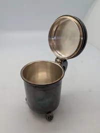 Antique Silver-Plated Miniature Lidded Tankard with Acorn Finial