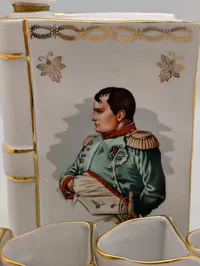Limoges Porcelæn Napoleon Bog-Karaffel Sæt med Seks Glas
