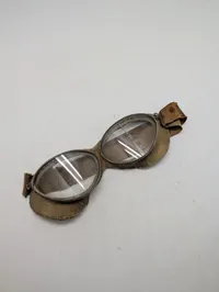 Vintage flyverbriller med læderkant og elastikrem