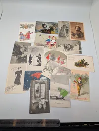 Collection of 14 Vintage Scandinavian Glædelig Jul Christmas Postcards  Sendt til Grevinde Hamilton 