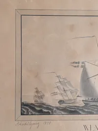 W. L. Møller, Søkadettegning, 1798, Maritimt motiv med sejlskibe
