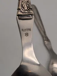 Dansk sølv salatsæt med rustfri stål og tårnmærke