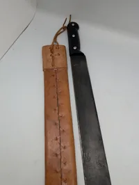 Vintage Machete med Præget Læderskede