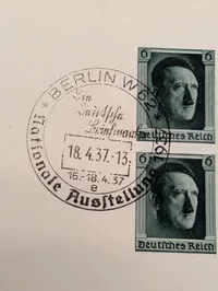 Tysk souvenirark fra 1937 med Adolf Hitler frimærker