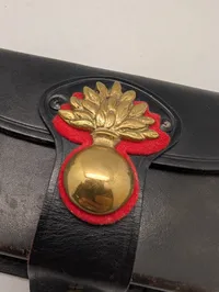 British Royal Artillery Leather Pouch with Brass Grenade Insignia