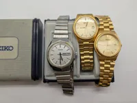 Samling af tre vintage herreure fra Seiko og Timex