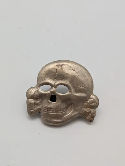 WWII German Totenkopf SS Visor Cap Insignia Skull POSTWAR 