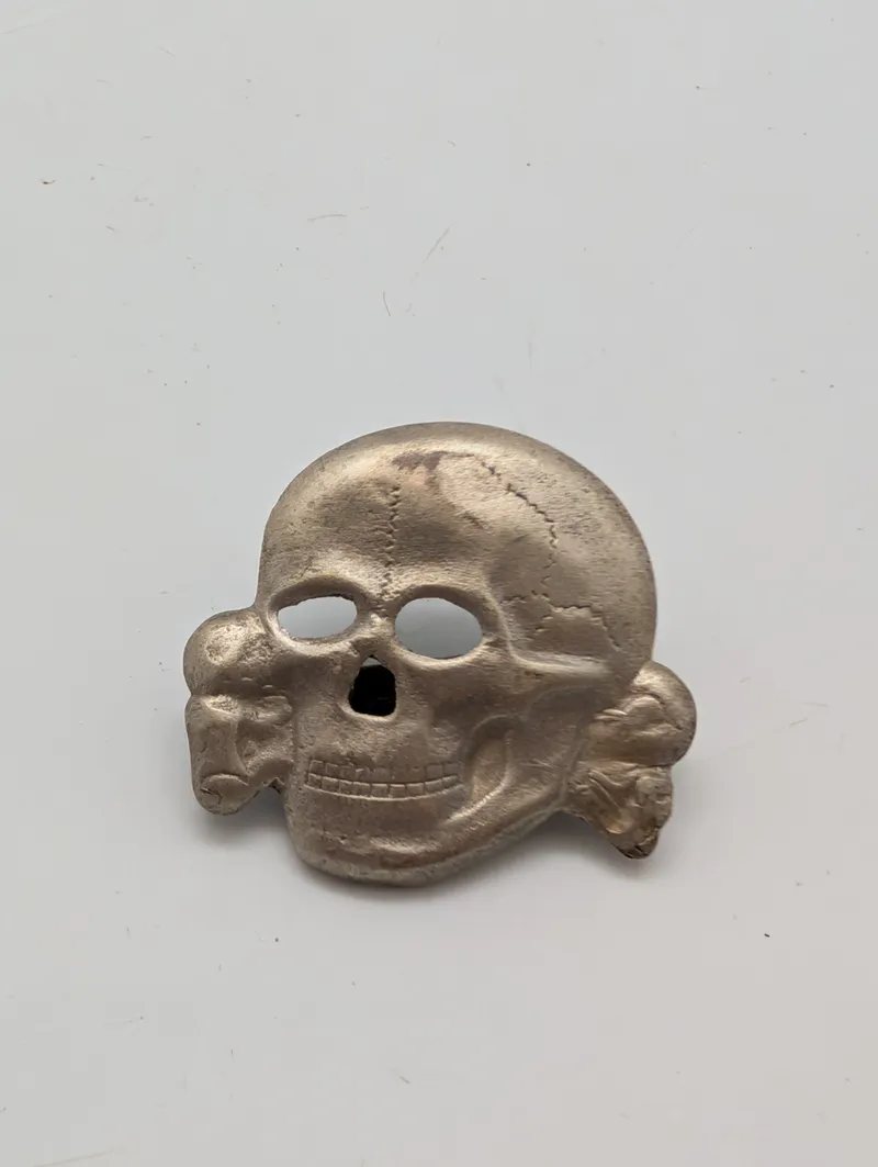 WWII German Totenkopf SS Visor Cap Insignia Skull POSTWAR 
