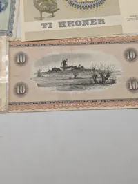 Samling af danske pengesedler fra Danmarks Nationalbank
